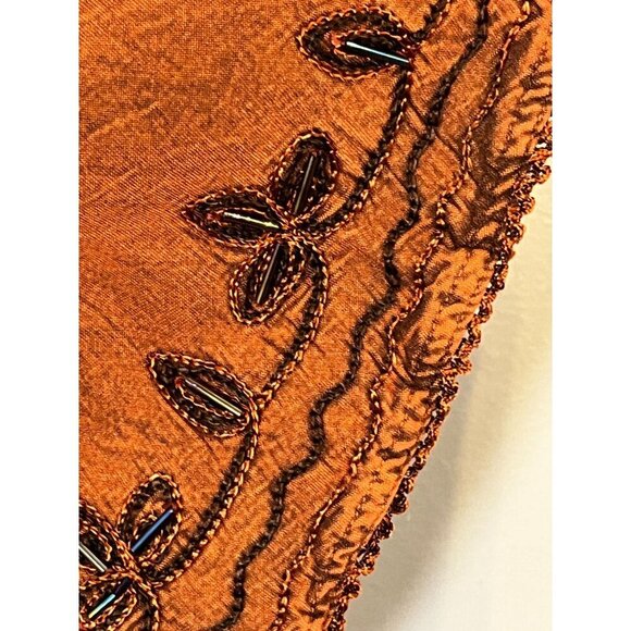 Retro Floral Beaded Boho Top Orange L Indie Hippie Western Folk Artsy Funky 80s - Picture 5 of 16